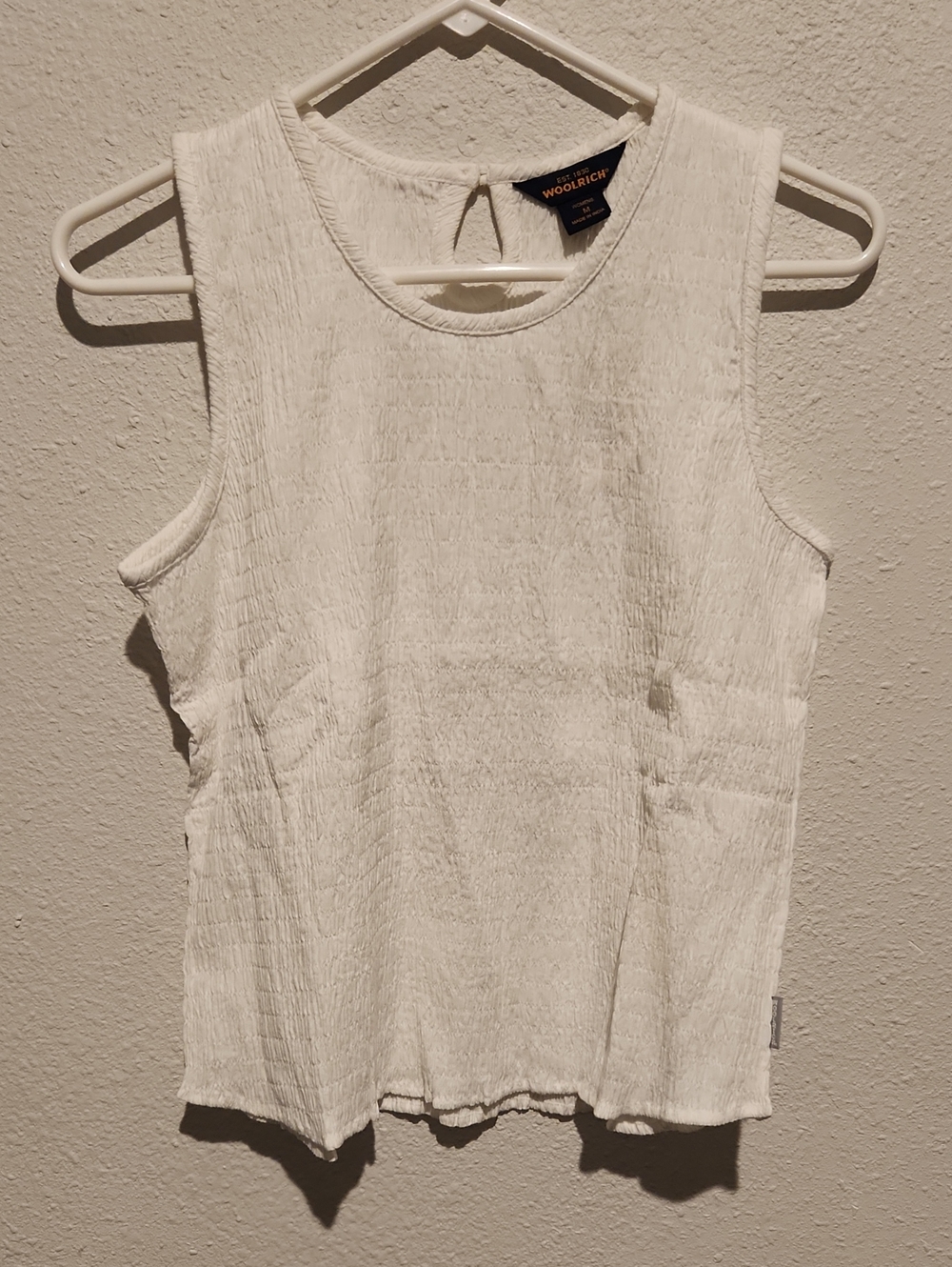 NWT Woolrich Reflex Stretch Smocked Tank Top | White | Size M